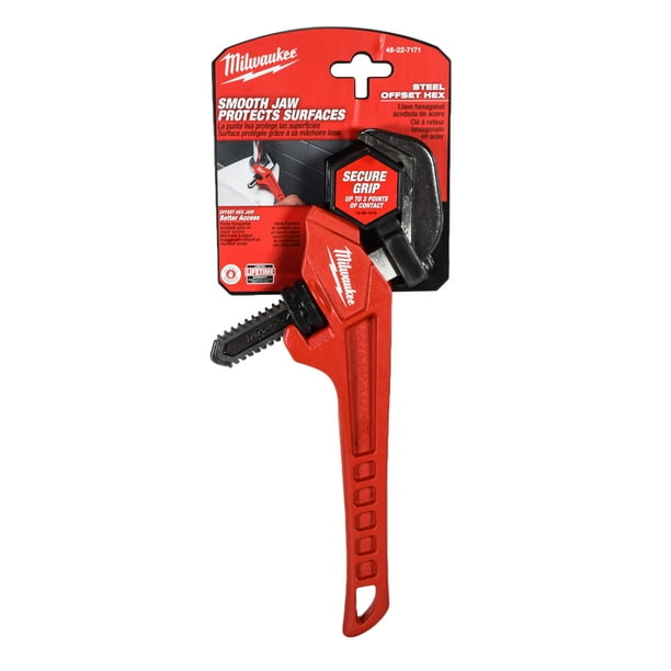 Milwaukee 12 in Steel Offset Hex Pipe Wrench 48-22-7171 Milwaukee 12 in Steel Offset Hex Pipe Wrench 48-22-7171